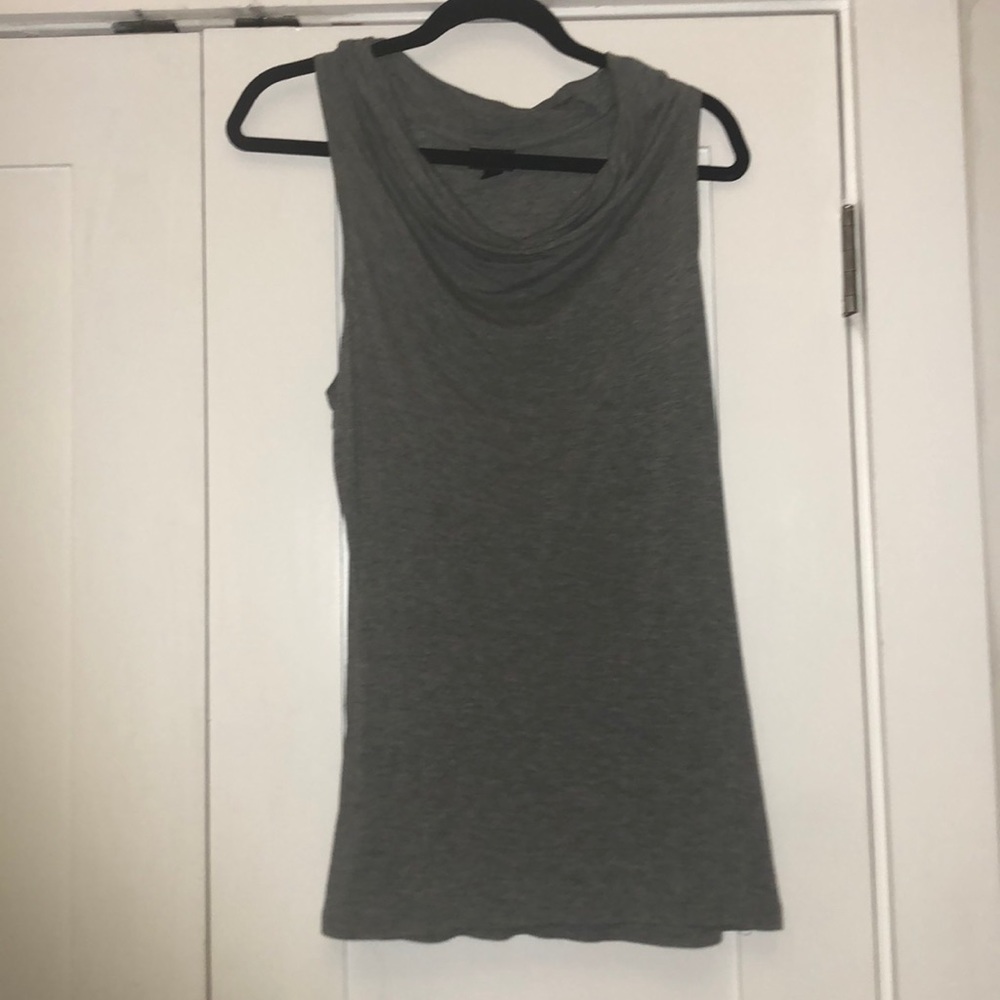 Gray cowl/scoop neck sleeveless shirt